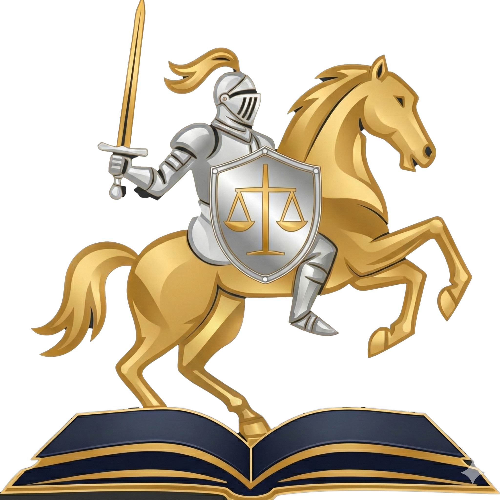 Jesse Paul & Co. Logo - Knight on horseback with scales of justice